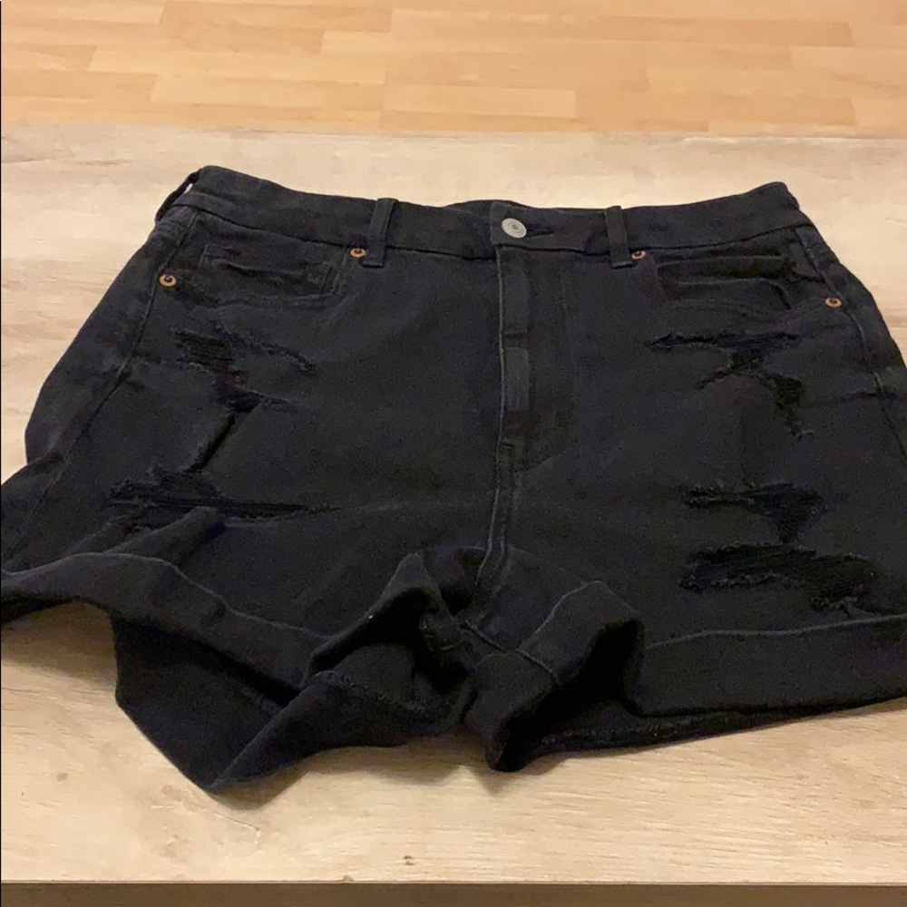 American Eagle black jean shorts size 12 curvy